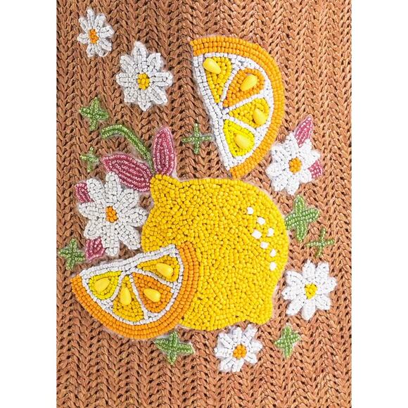 DAISY CITRUS STRAW TOTE - Picture 2 of 5